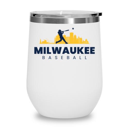 Milwaukee Baseball Minimalist City Skyline Baseball Lover Wine Tumbler - Sportilla