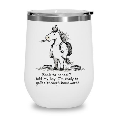 Naive Horse Doodle Back To School Gallop Homework Art Wine Tumbler - Savourry