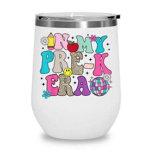 In My Pre-K Era Back To School Retro Groovy Preschool Wine Tumbler - Savourry
