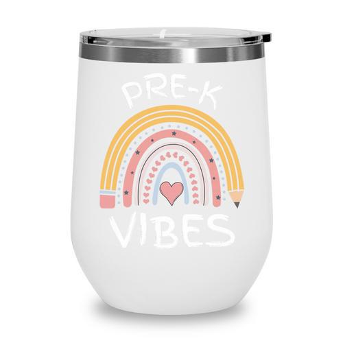 Pre-K Vibes Pencil Rainbow Back To School Boys Girls Kids Premium Tri-Blend Wine Tumbler - Savourry