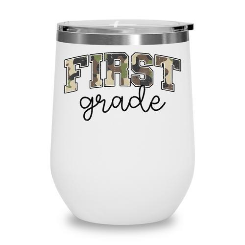 Retro First Grade Old Camo Back To School Boy Girl 1st Grade Wine Tumbler - Savourry
