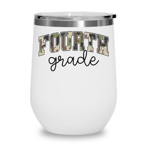 Retro Fourth Grade Camo Back To School Girls Boys 4th Grade Wine Tumbler - Savourry