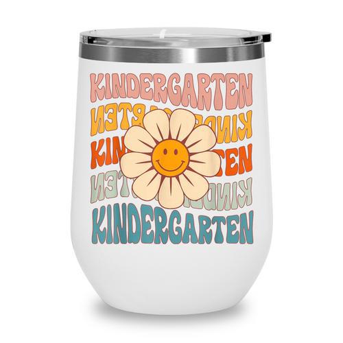 Retro Kindergarten Daisy Colorful Back To School Student Kid Wine Tumbler - Savourry