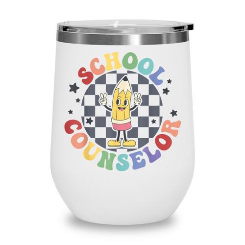 Retro Pencil School Counselor Back To School For Counselor Wine Tumbler - Savourry
