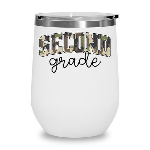 Retro Second Grade Camo Back To School Girls Boys 2nd Grade Wine Tumbler - Savourry