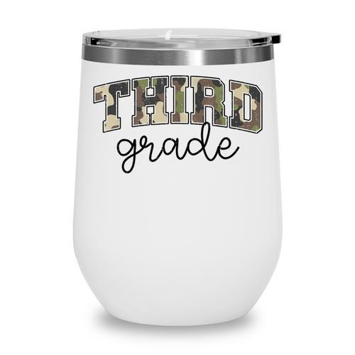 Retro Third Grade Old Camo Back To School Girl Boy 3rd Grade Wine Tumbler - Savourry