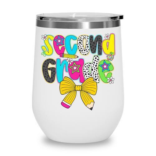 Second Grade Coquette Bow First Day Of School Back To School Performance Wine Tumbler - Savourry