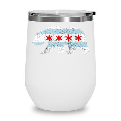 Sweet Vintage Retro Chicago City Flag Bear Print Raglan Baseball Tee Wine Tumbler - Sportilla