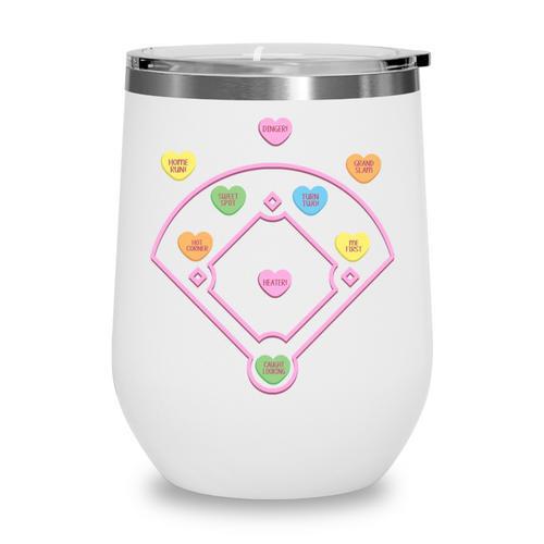 Valentine Heart Love Cute Baseball Softball Lover Sayings Wine Tumbler - Sportilla