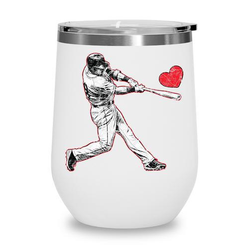 Valentines Baseball Batter Heart Player Silhouette Premium Tri-Blend Wine Tumbler - Sportilla