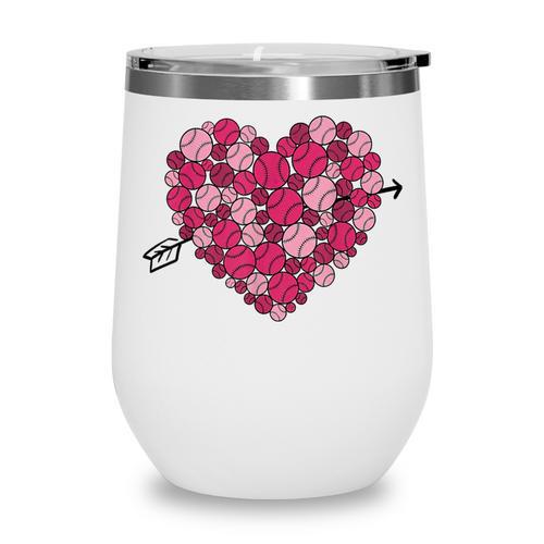 Valentine's Day Baseball Heart Softball Player Sports Lover Wine Tumbler - Sportilla