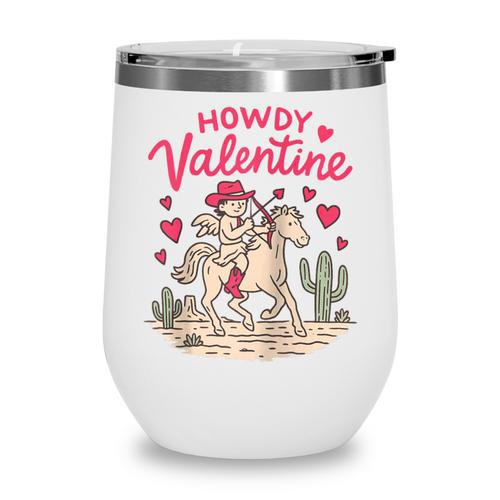 Valentine’s Day Western Life Cowboys Cupid Howdy Valentine Raglan Baseball Tee Wine Tumbler - Sportilla