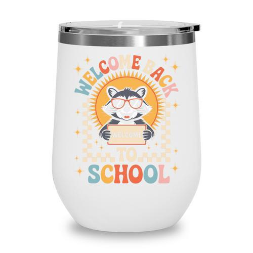 Welcome Back To School Raccoon First Day Of School Checkered Premium Tri-Blend Wine Tumbler - Savourry