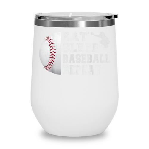 Youth Eat Sleep Baseball Repeat Catcher Boys Men Wine Tumbler - Sportilla