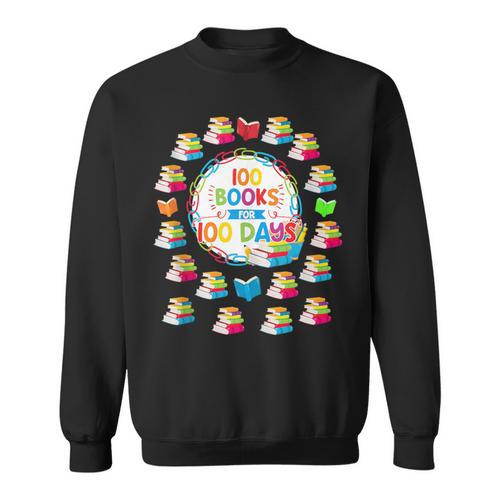 100 Books For 100 Days 100th Day Of School Top Teacher Kid Sweatshirt - Bookorys DE