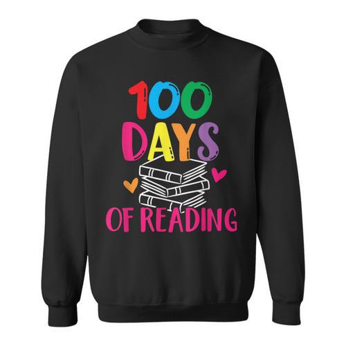 100 Days Of School Reading English Teacher Books Stack Sweatshirt - Bookorys CA