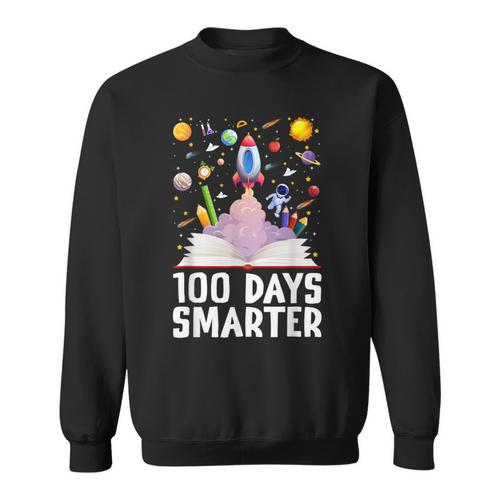 100th Day Of School 100 Days Smarter Books Space Astronaut Sweatshirt - Bookorys DE