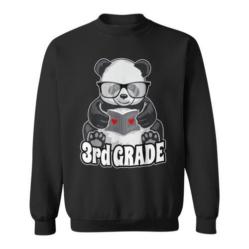 3rd Grade Back To School Panda Book Reader Teacher Heart Sweatshirt - Bookorys CA