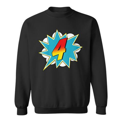 4-4th Birthday Superhero Four Years Old Comic Book Sweatshirt - Bookorys