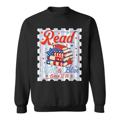 4th Of July Patriotic Read Blue Books Men Women Kid Sweatshirt - Bookorys