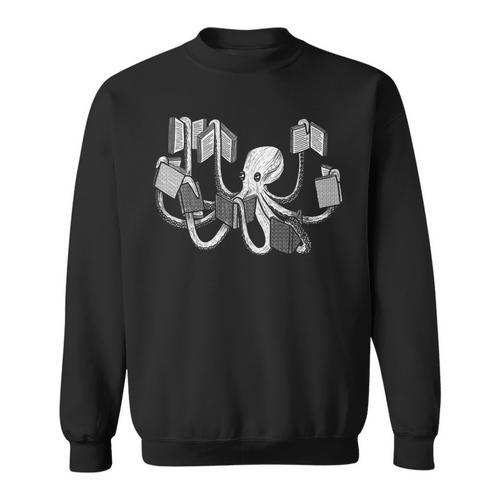 Armed With Knowledge Book Loving Octopus Librarian Art Sweatshirt - Bookorys