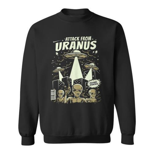 Attack From Uranus Retro Space Alien UFO Comic Book Sweatshirt - Bookorys