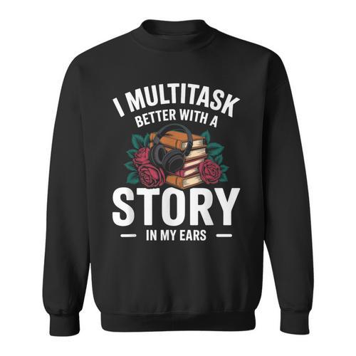 Audiobook Enthusiasts Headphones Flowers Book Club Bookworm Sweatshirt - Bookorys UK