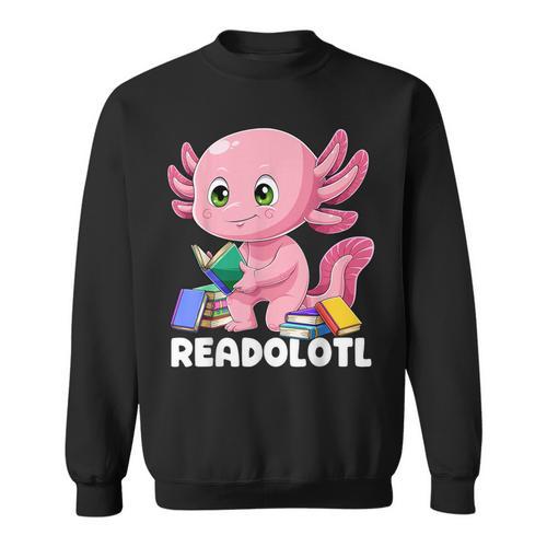 Axolotl Book Reading Bookworm Readolotl Mexican Salamander Sweatshirt - Bookorys CA