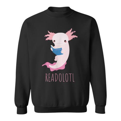 AXOLOTL Reads a Book READOLOTL Bookworm Axolotl Sweatshirt - Bookorys DE