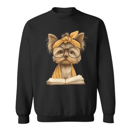 Baby Tiger Open Book Reading Graphic Portrait Round Glasses Sweatshirt - Bookorys DE