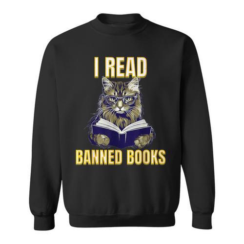 Banned Books Cat Reader Anti-Censorship Sweatshirt - Bookorys AU