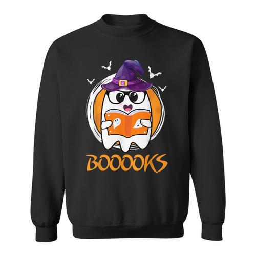 Boo Boooks Ghost Book Reading Halloween 2025 Teacher Sweatshirt - Bookorys UK