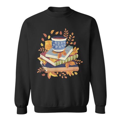 Book & Autumn Fall Lover Bookworm Hello Fall Bookish Reading Sweatshirt - Bookorys