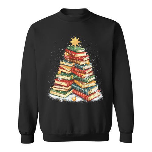 Book Christmas Tree Reading Sweatshirt - Bookorys