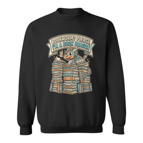 Book Dragon Bookworm Reader Retro Sweatshirt - Bookorys AU
