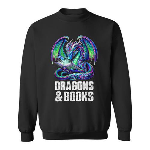 Book Dragons And Books Reading Lover Sweatshirt - Bookorys AU