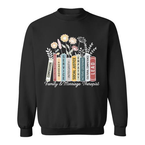 Book Flower Marriage Family Therapist Counseling Therapy Sweatshirt - Bookorys