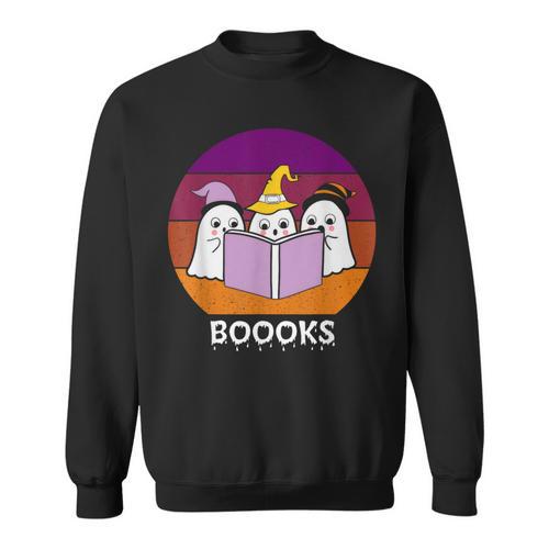Book Ghost Reading Halloween Teacher For Men Women Sweatshirt - Bookorys