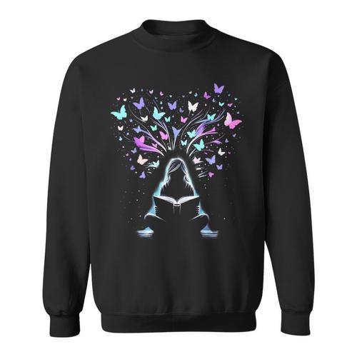 Book Lover Bookworm Reading Books Butterfly Sweatshirt - Bookorys