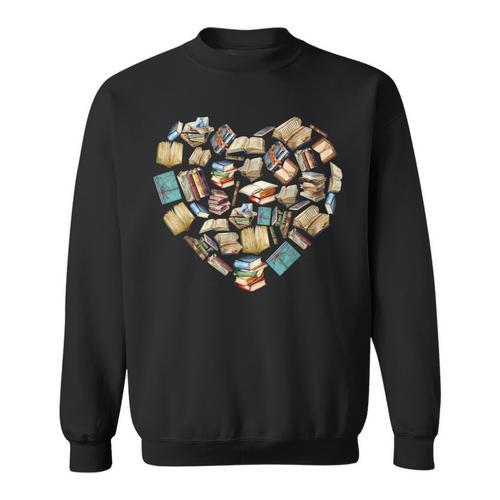 Book Lover Heart Shape Valentines Day Librarian Squad Gift Sweatshirt - Bookorys