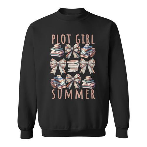Book Lover Plot Girl Summer Books Coquette Bow Book Girly B Sweatshirt - Bookorys