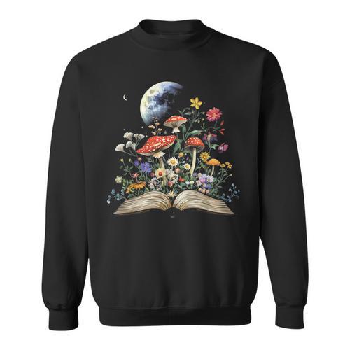Book Moon Floral Cottagecore Sweatshirt - Bookorys DE