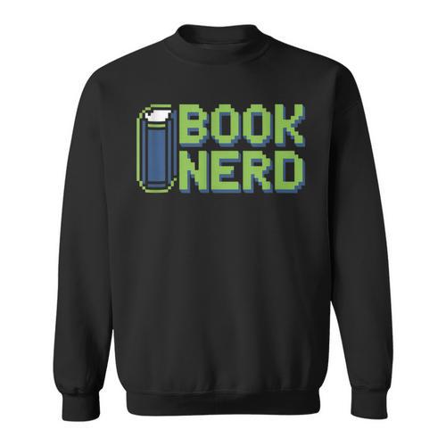 Book Nerd Pixel Retro Reading Bibliophile Gamer Sweatshirt - Bookorys