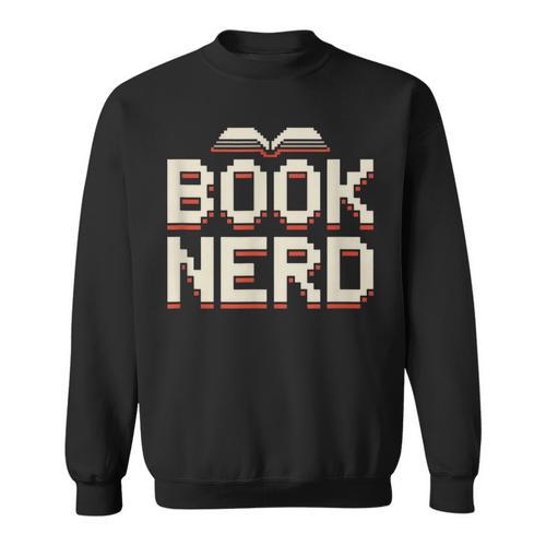 Book Nerd Retro Pixel Reading Librarian Aesthetic Sweatshirt - Bookorys CA