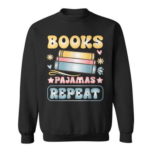 Book And Pajama Books Pajamas Repeat Librarian Sweatshirt - Bookorys