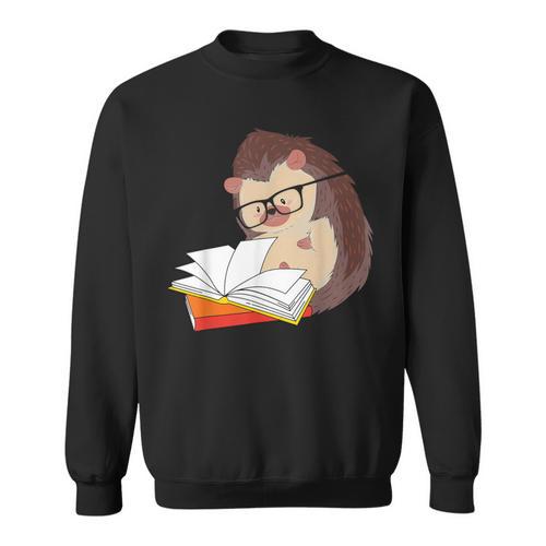 Book Reading Bookworm Forest Animal Wildlife Cute Hedgehog Sweatshirt - Bookorys