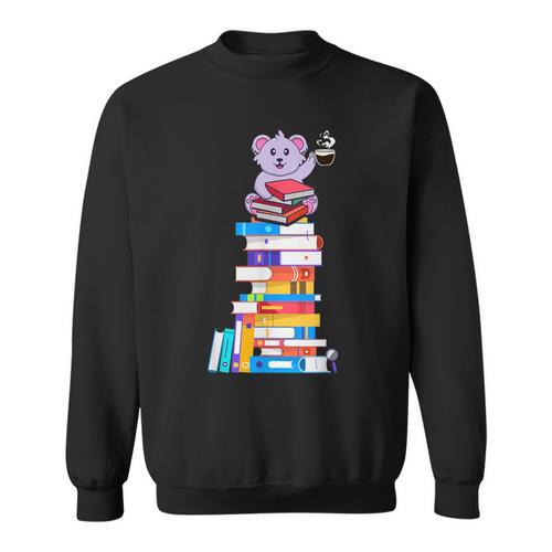 Book Reading Tea Coffee Kawaii Bookworm Koala Sweatshirt - Bookorys CA