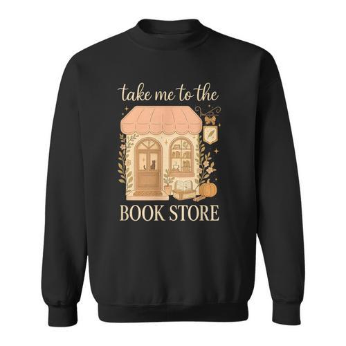Take Me To The Book Store Cozy Bookshop Cat Aesthetic Sweatshirt - Bookorys AU