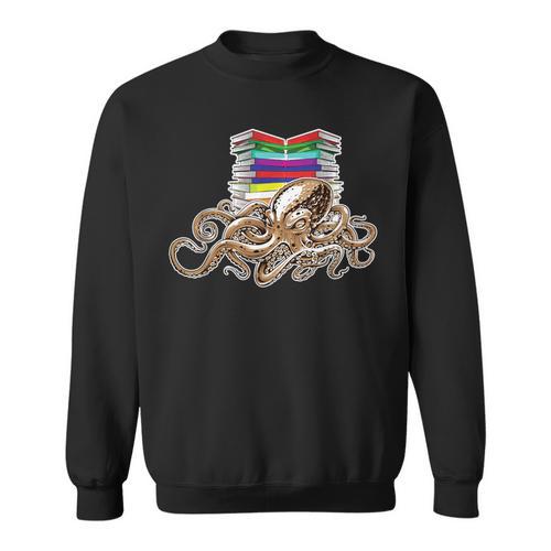 Book-Worm Octopus Reader Teacher Nerd Animal Librarian For Men Women Kids Sweatshirt - Bookorys AU