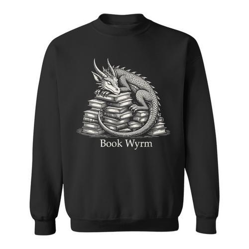 Book Wyrm Fantasy Creature Reading Mythical Art Sweatshirt - Bookorys
